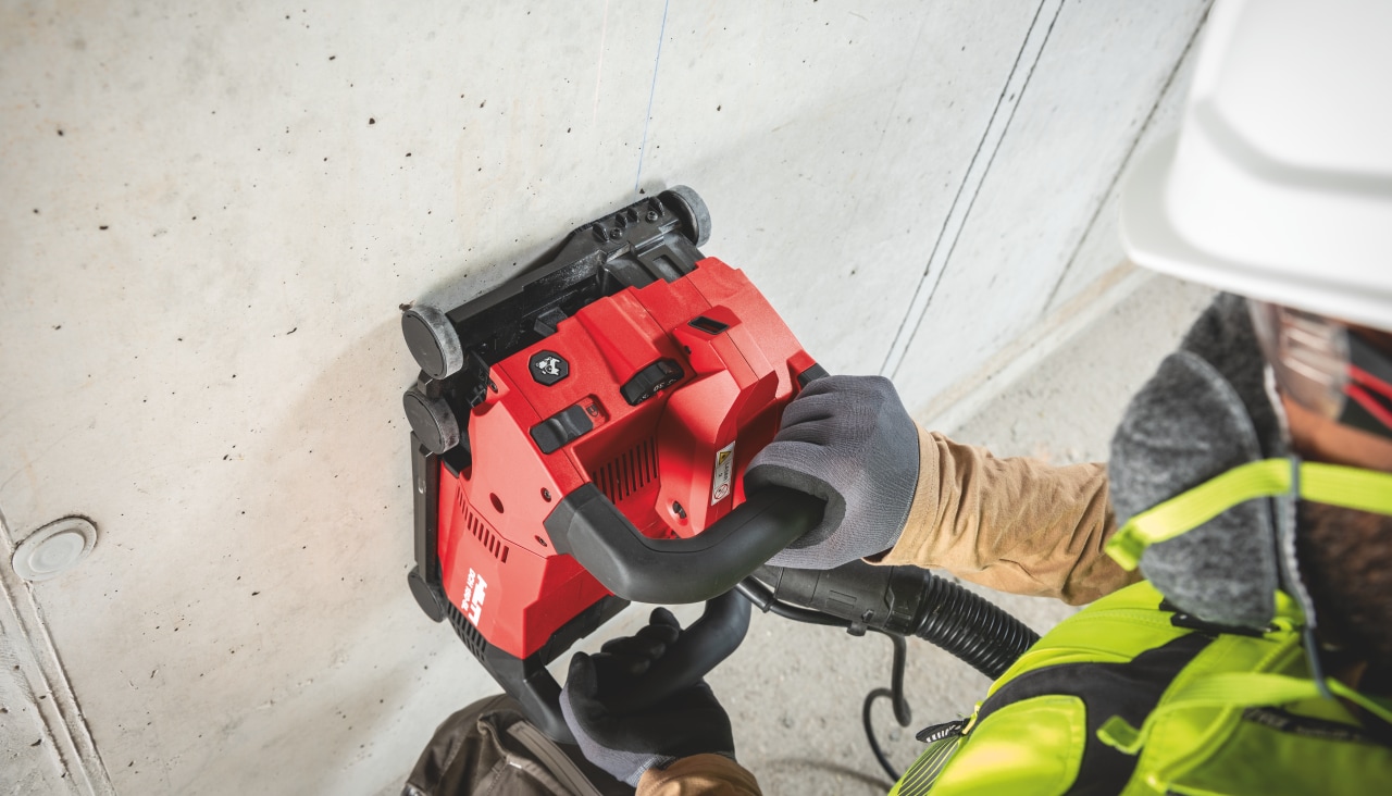 hilti wall chaser used on a concrete wall for a electric installation