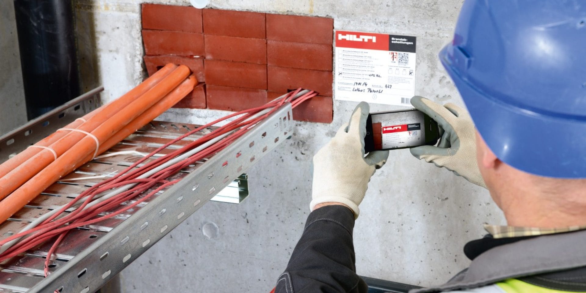 man using Hilti fire protection software