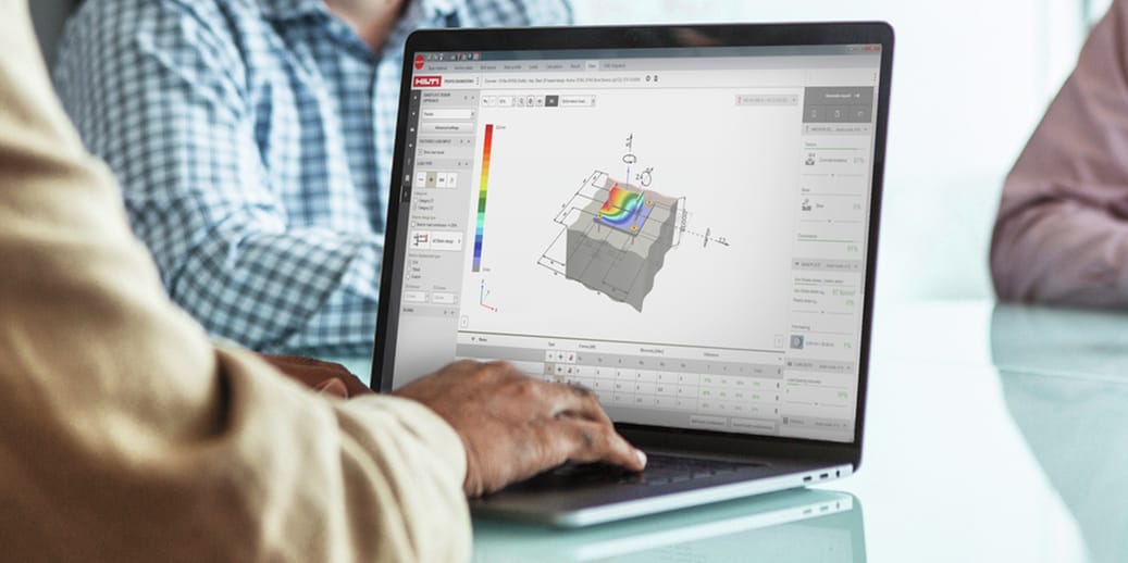 man using Hilti profis  engineering software on his computer