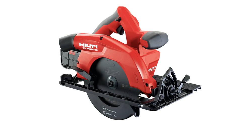 a red hilti circular saw