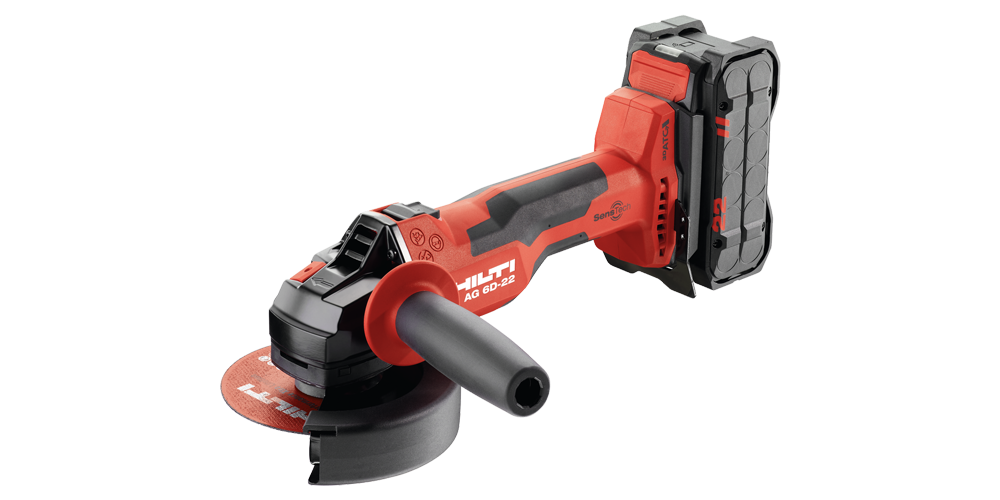 a red hilti angle grinder
