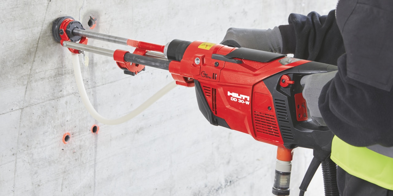 DD 30-W Diamond coring tool used to drill an anchor hole into concrete