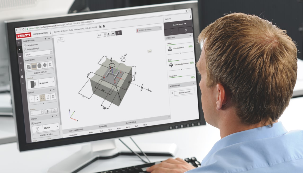 man using software for anchoring solutions