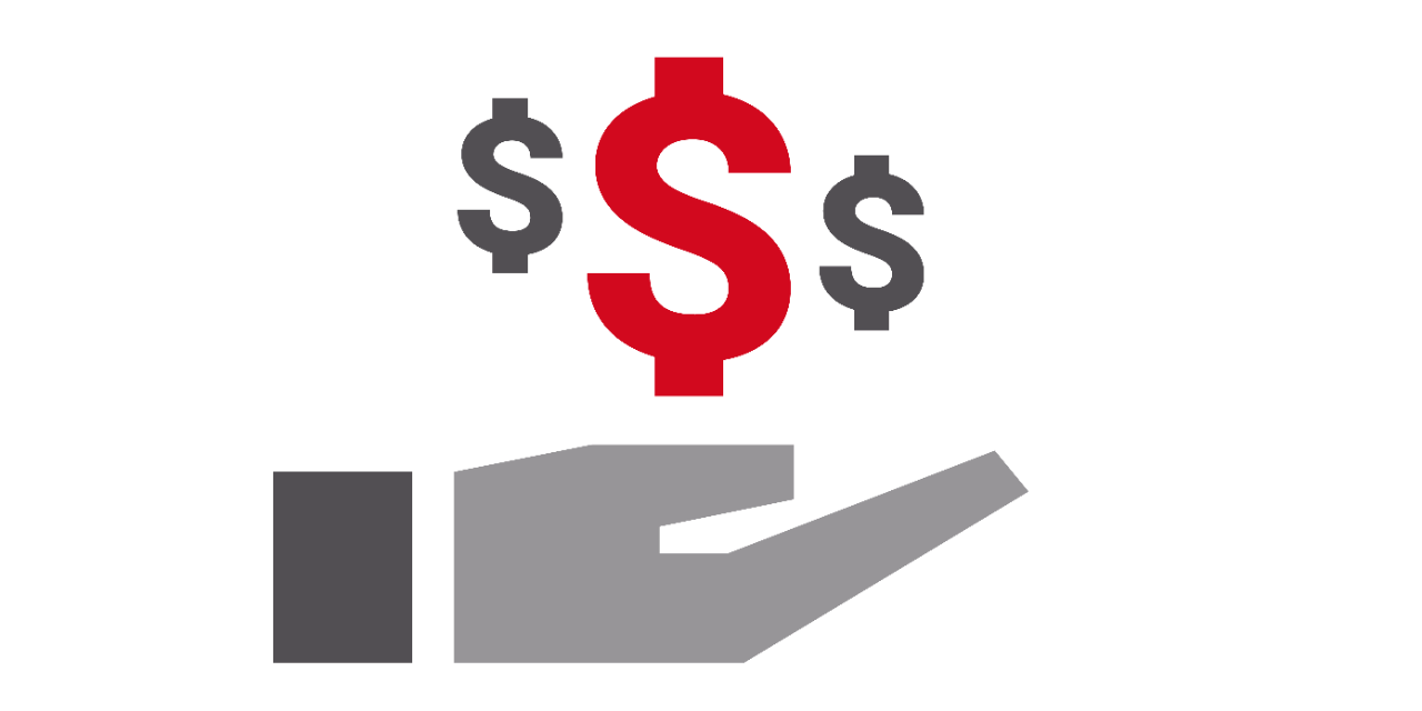 dollar signs above a hand