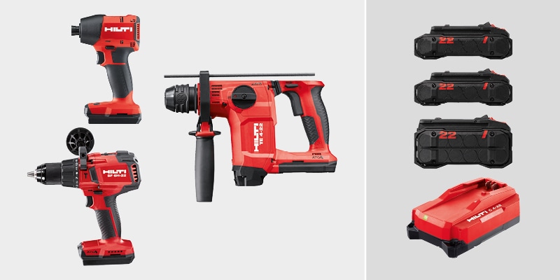 Hilti power tool bundle on display