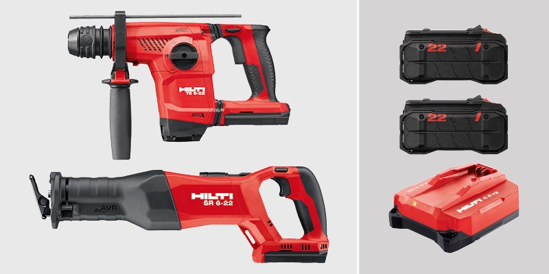Hilti power tool bundle on display