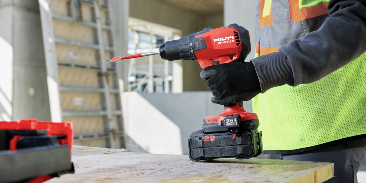 man using Hilti drill driver
