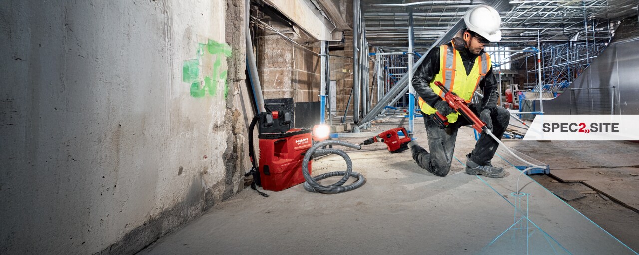 man using Hilti's spec2site solution