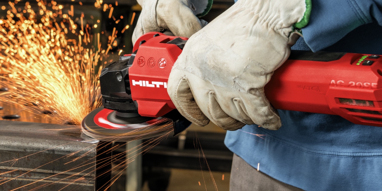 man using hilti angle grinder