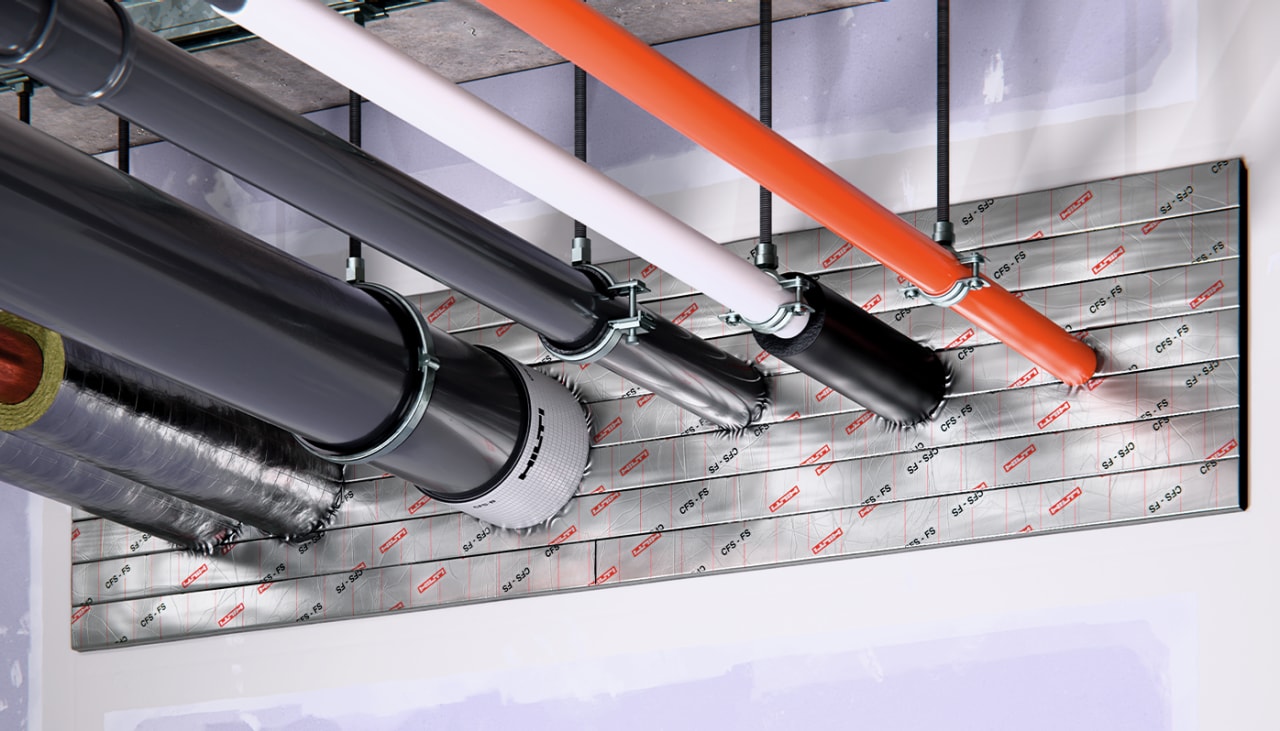 Hilti firestop flex seal used on a wall application