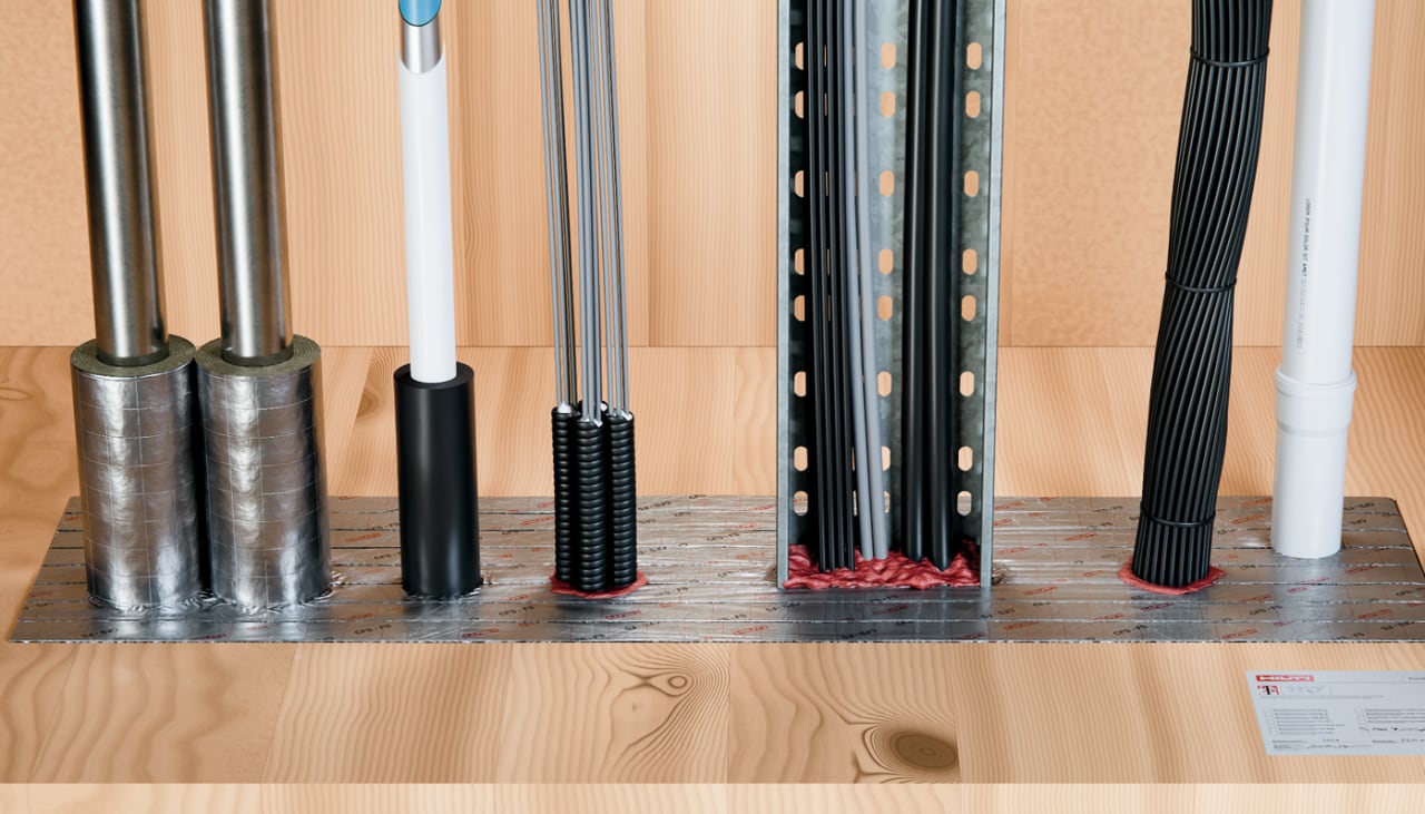 Hilti firestop flex seal used on a floor application