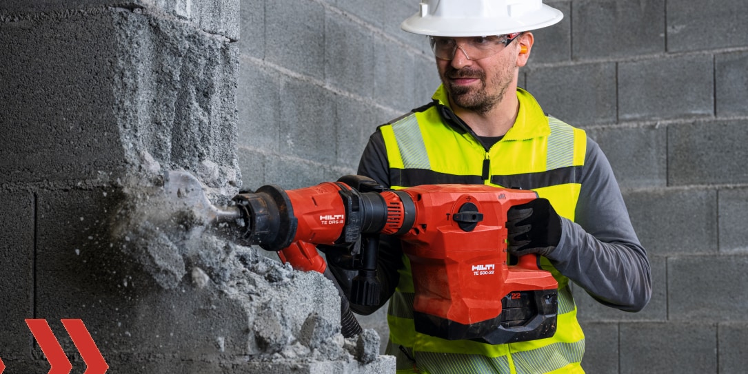 construction worker using Hilti tool