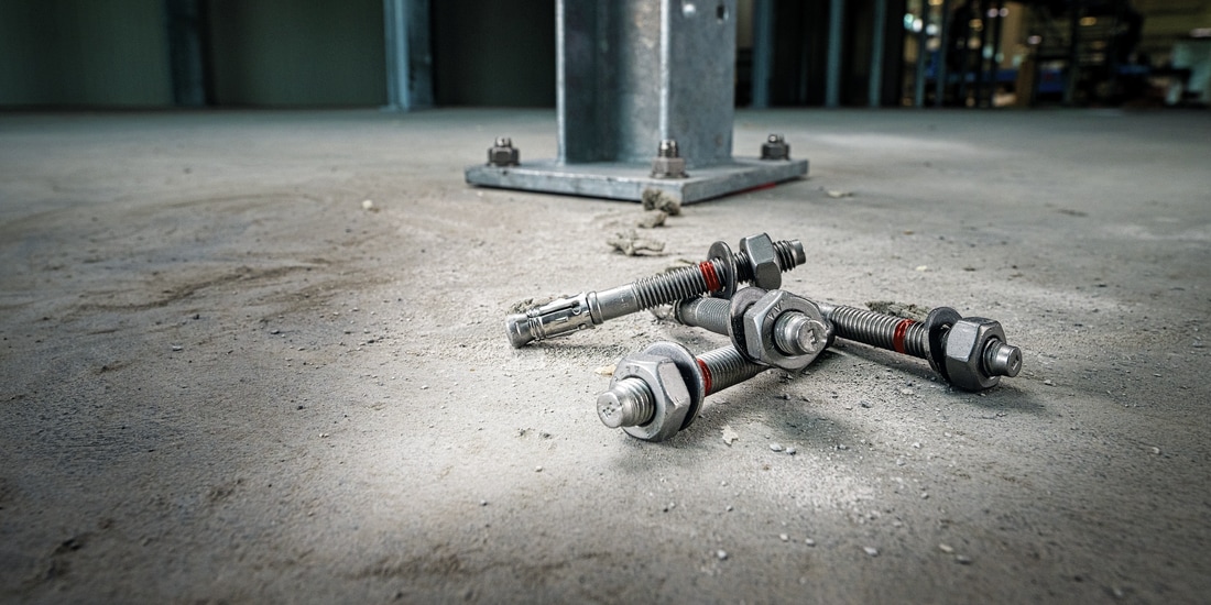 4 HILTI ANCHORS ON A CONRETE FLOOR