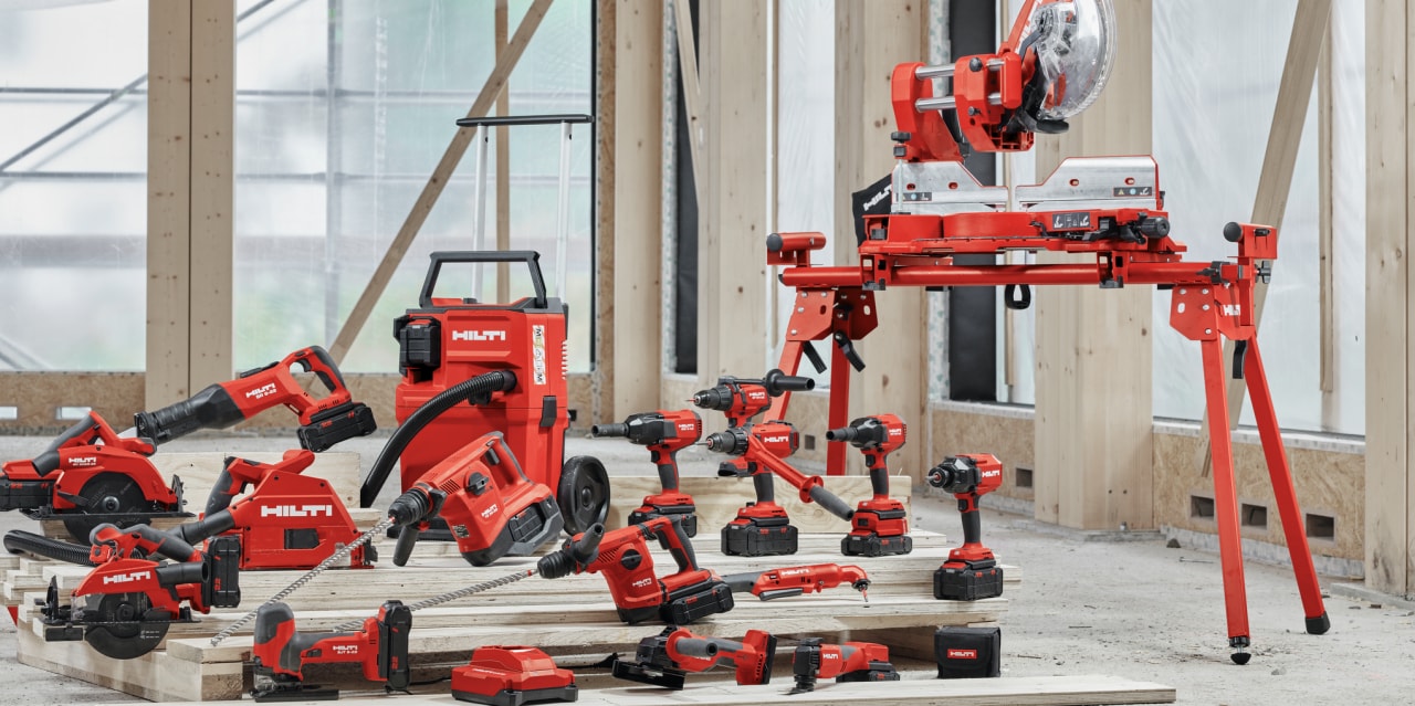 Hilti tools are shown on display