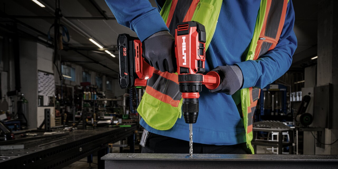 man using Hilti drill driver