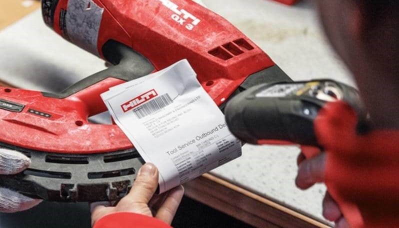 Hilti tool being scanned at the tool service
