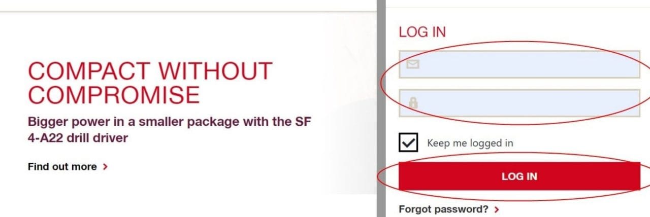 login at Hilti website