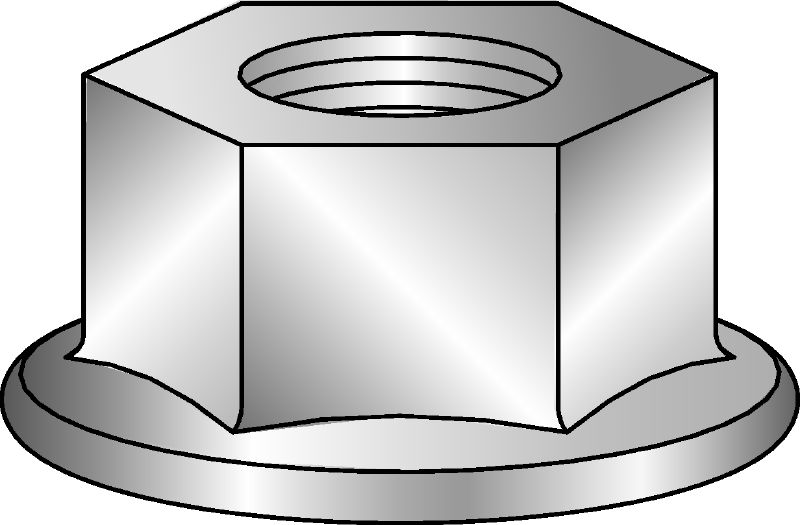 Galvanised hex flange nut Galvanised hex nut with flange corresponding to DIN 6923 8