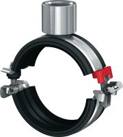 MP-U-G Quick-close low friction pipe clamp Galvanised pipe clamp with low friction inlay and quick closure for maximum productivity in medium-duty applications