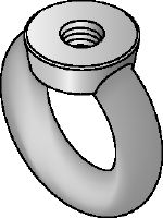 Galvanised eye nut DIN 582 Galvanised eye nut corresponding to DIN 582 with looped heads to receive a hook