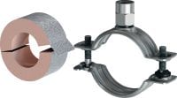 MI-CF Refrigeration pipe clamp (20 mm) Standard galvanised pipe clamp without load sharing for refrigeration applications with 20 mm insulation