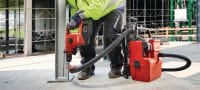 Go to slide 6 of 8: VC 10M-22 cordless M-Class dust extractor Compact and powerful cordless dust extractor with optional backpack for connection with power tools and jobsite clean ups (wet & dry), 8l tank (Nuron battery) Applications 1