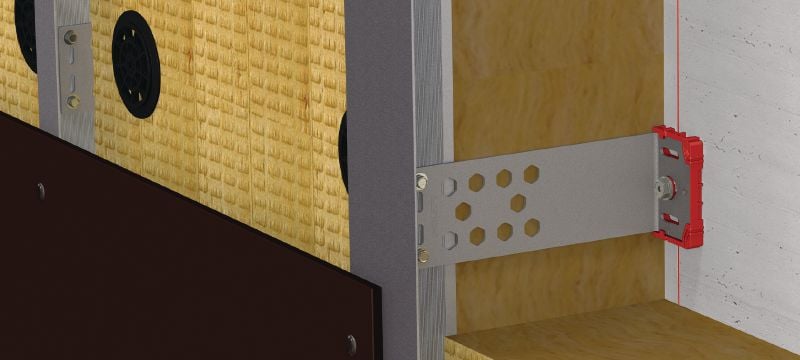 MFT-VSI M Brackets Medium stainless steel bracket with pre-mounted isolator for installing ventilated façades on buildings with high thermal efficiency and fire compliance requirements Applications 1