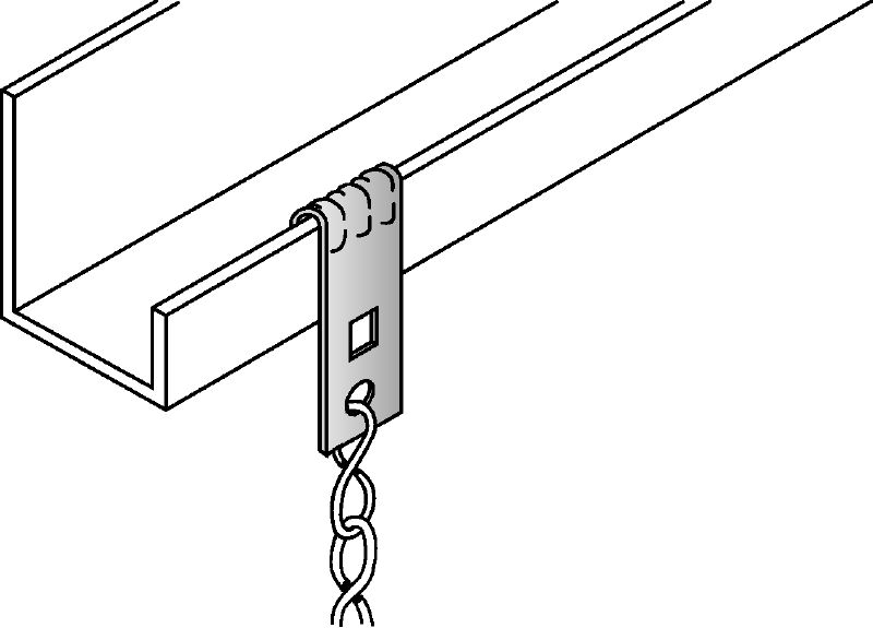 VF Galvanised hanger clip used for vertical light-duty suspensions