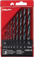 HSS-R Drill bit set Set of standard HSS roll-forged drill bits for drilling small holes into steel ≤400 N/mm², similar to DIN 338 / 340