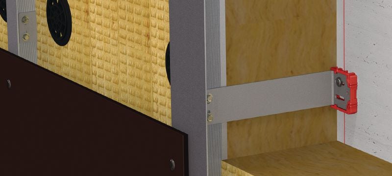 MFT-VSI S Brackets Small stainless steel bracket with pre-mounted isolator for installing ventilated façades on buildings with high thermal efficiency and fire compliance requirements Applications 1