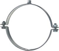 MP-MX-F Standard hot-dip galvanised (HDG) pipe clamp without sound inlay for extra heavy-duty piping applications (metric)