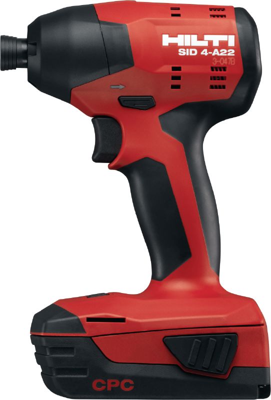 SID 4-A22 Cordless impact driver Compact-class 22V cordless impact driver with 1/4 hexagonal click-in chuck for medium-duty work