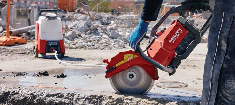 DSH 700-22 battery cut-off saw (rear handle) heavy-duty, rear-handle battery-powered cut-off saw for concrete, metal and masonry (Nuron battery platform) Applications 1