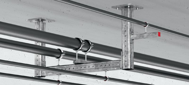 MIQC-C Hot-dip galvanised (HDG) baseplate for fastening MIQ girders to concrete for heavy-duty applications Applications 1