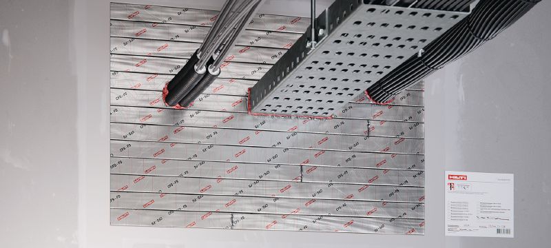 CFS-FS firestop Flexible Seal Stackable foam strips of intumescent firestop, for creating fire barriers in large openings with cables, cable trays, combustible and non-combustible pipes Applications 1