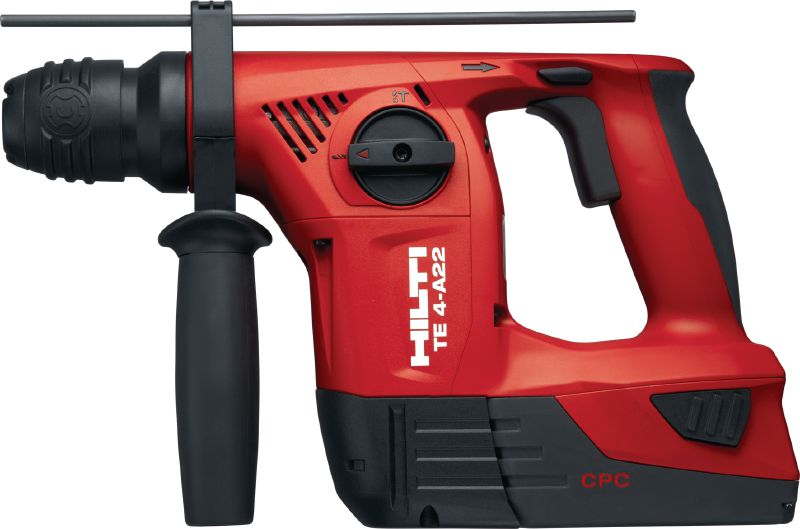 TE 4-A22 Compact D-grip 22V cordless rotary hammer with superior handling in serial applications