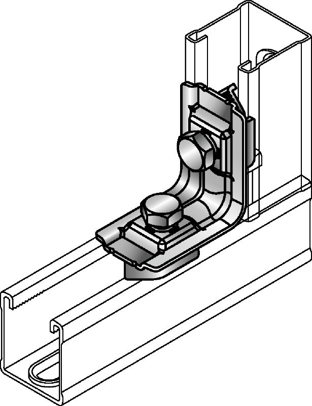 MM-A-90 Galvanised 90-degree preassembled angle for connecting multiple MM strut channels