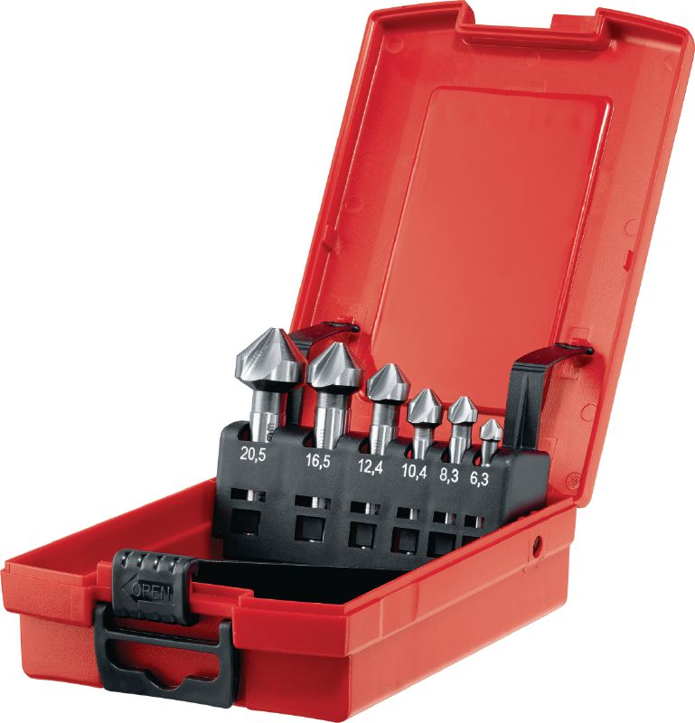 HSS-CS Sets Countersink drill bit Set of countersink drill bits for countersinking and deburring holes in metal compliant with DIN 335