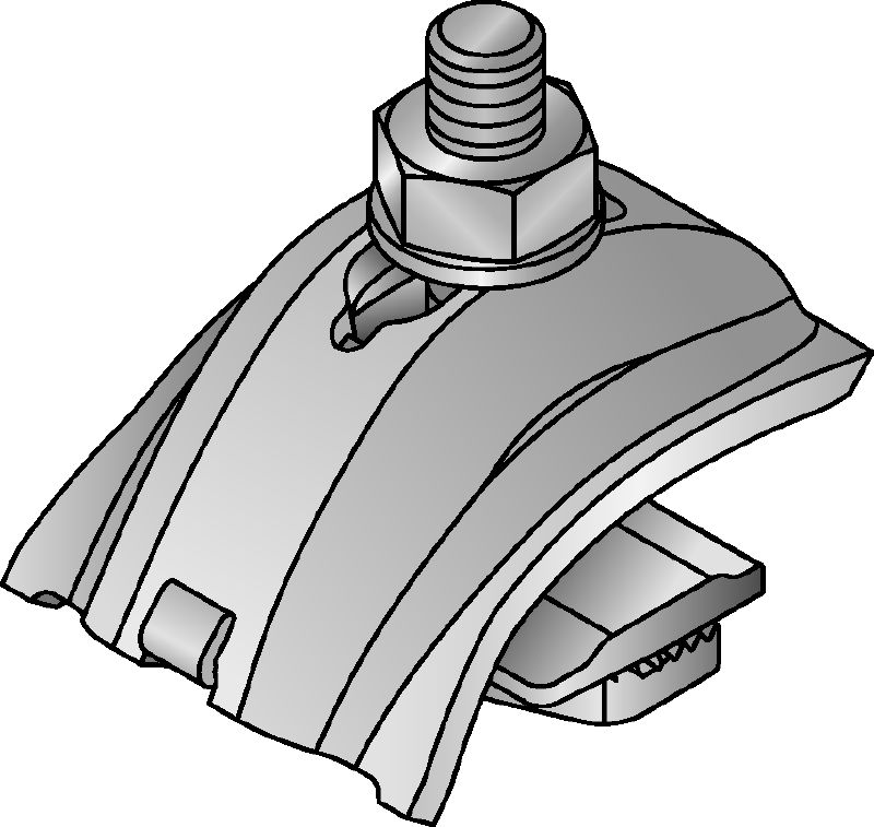 MQT-U Beam clamp Galvanised beam clamp for connecting the open side or back of MQ/HS channels directly to steel beams