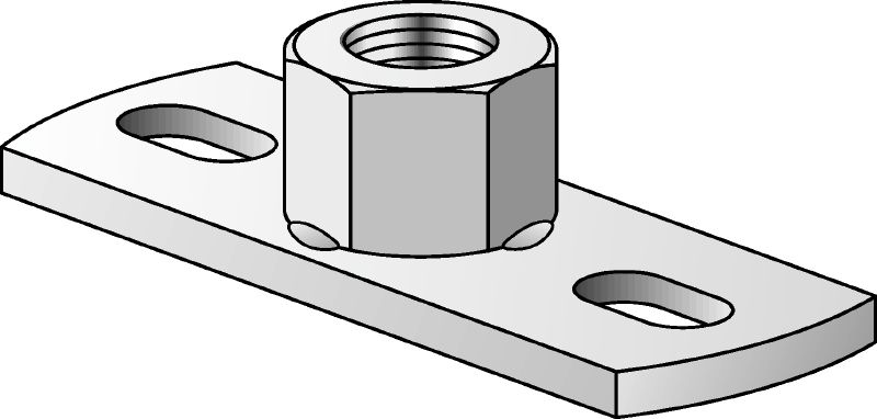 MGS 2 Galvanised medium-duty base plate to fasten metric threaded rods with two anchor points