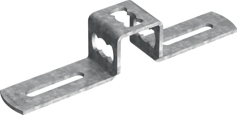 MIC-MI/MQ-X Hot-dip galvanised (HDG) connector for fastening MQ strut channels perpendicular to MI girders