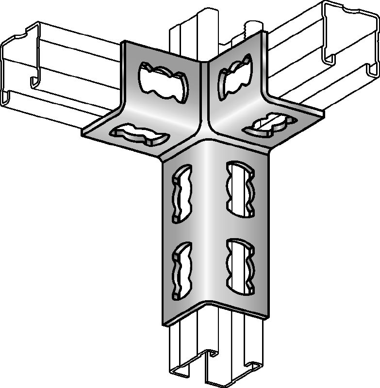 MQV-3D-R Channel connector Stainless steel (A4) channel connector for three-dimensional structures