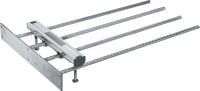 HAC-V-T EDGE C Top-of-slab reinforcing bar channel for corners Serrated cast-in anchor channels in custom sizes and lengths for top-of-slab installations catering to 3D loads