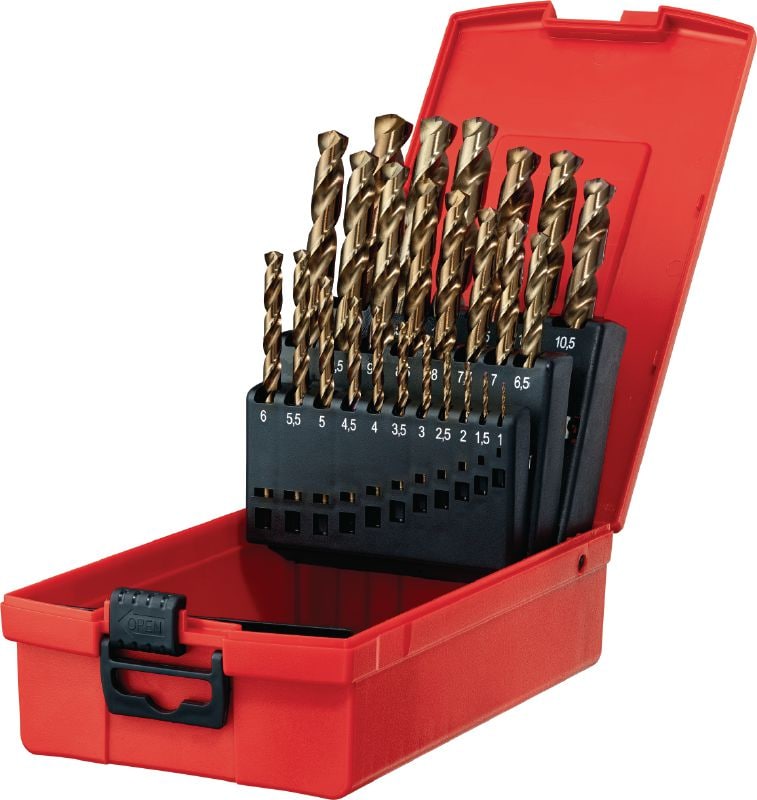 HSS-Co Cobalt drill bit set Set of ultimate HSS cobalt drill bits for drilling small holes into steel and stainless steel ≤1100 N/mm², compliant with DIN 338 / 340