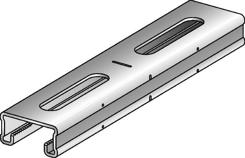 MQ-21-HDG plus Hot-dip galvanised (HDG plus) 21 mm high MQ strut channel for light-duty applications