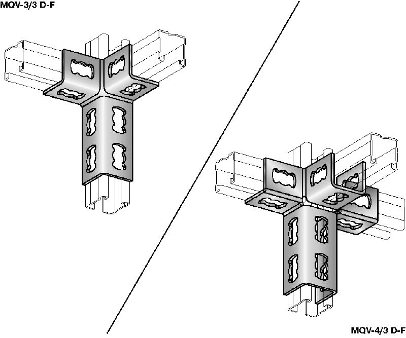 MQV-3D-F Channel connector Hot-dip galvanised (HDG) channel connector for three-dimensional structures