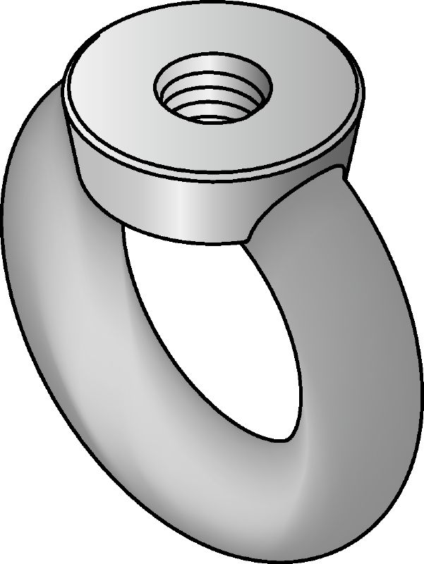 Galvanised eye nut DIN 582 Galvanised eye nut corresponding to DIN 582 with looped heads to receive a hook