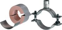 MI-CF LS Refrigeration pipe clamp Galvanised pipe clamp with load sharing for refrigeration applications with a variety of insulation thicknesses