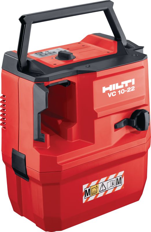 Image 1 of 8: VC 10M-22 cordless M-Class dust extractor Compact and powerful cordless dust extractor with optional backpack for connection with power tools and jobsite clean ups (wet & dry), 8l tank (Nuron battery)