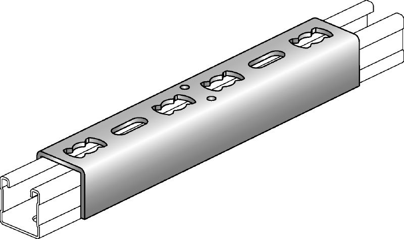 MQV Galvanised channel connector used as a longitudinal extender for MQ strut channels